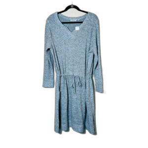 NWT Soft Surroundings Dress Large Easy Living Drawstring Waist Gray Soft Cozy
